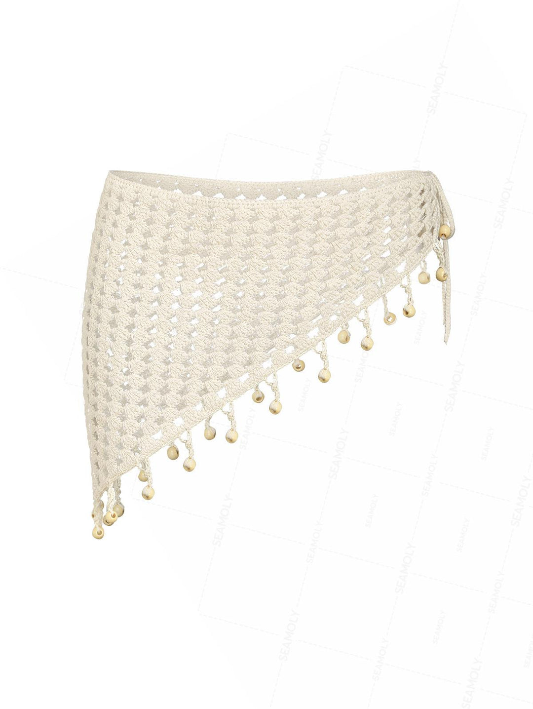 Hollow Out Crochet Fringed Triangle Cover Up Sarong