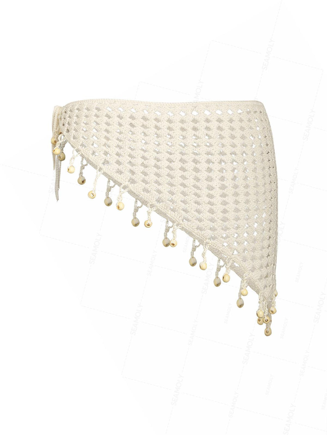 Hollow Out Crochet Fringed Triangle Cover Up Sarong