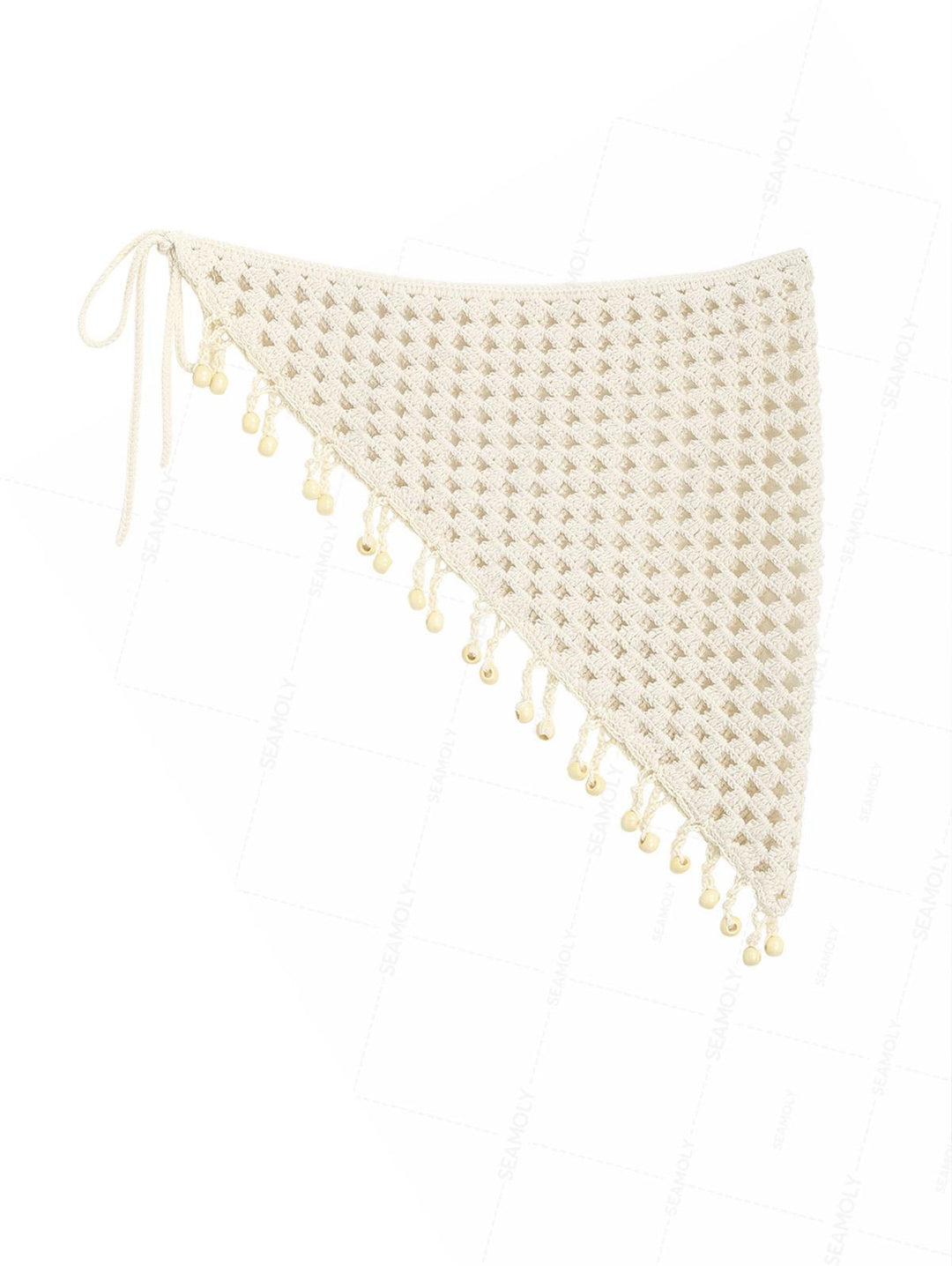 Hollow Out Crochet Fringed Triangle Cover Up Sarong