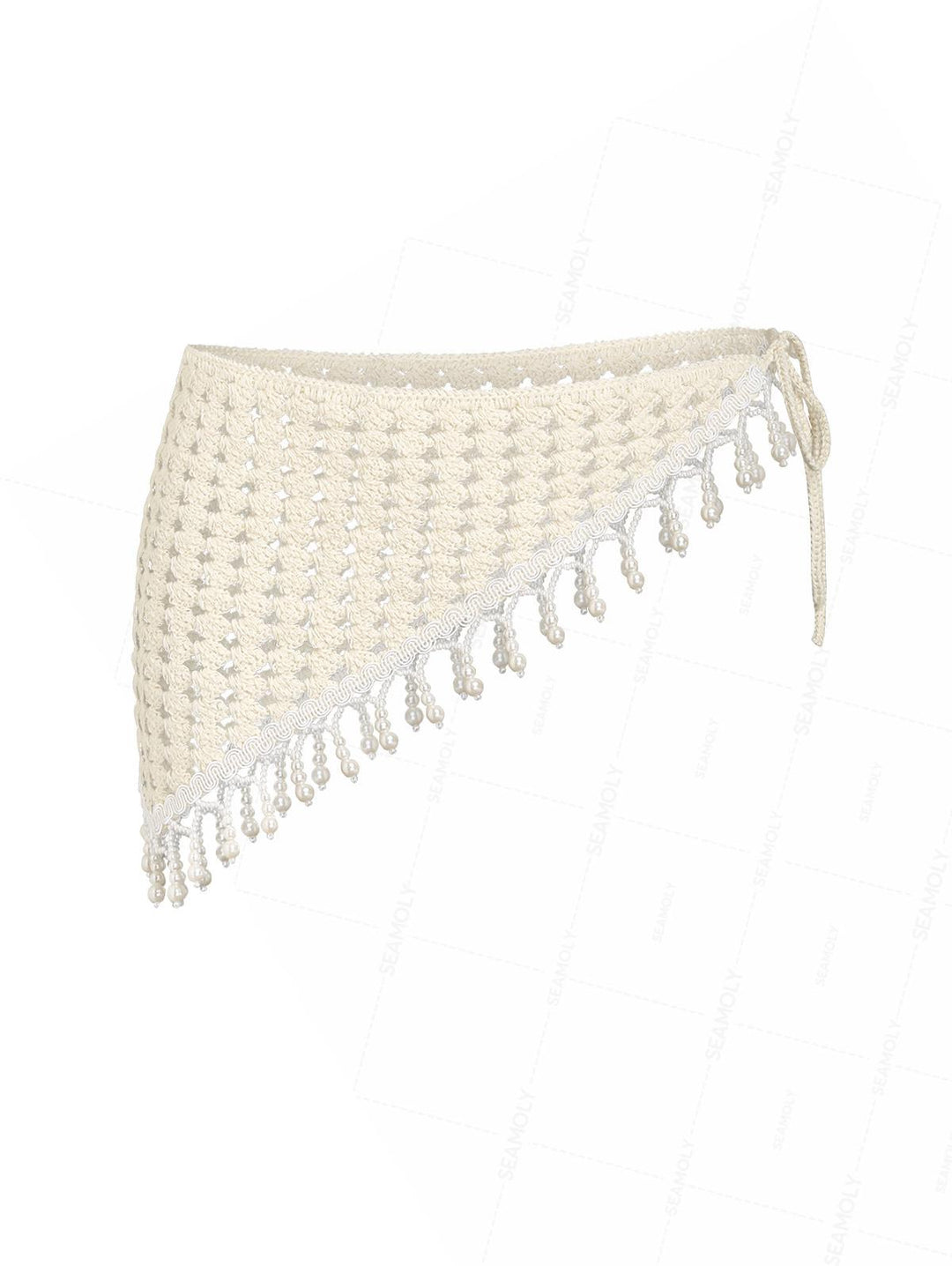 Hollow Out Crochet Fringed Triangle Cover Up Sarong