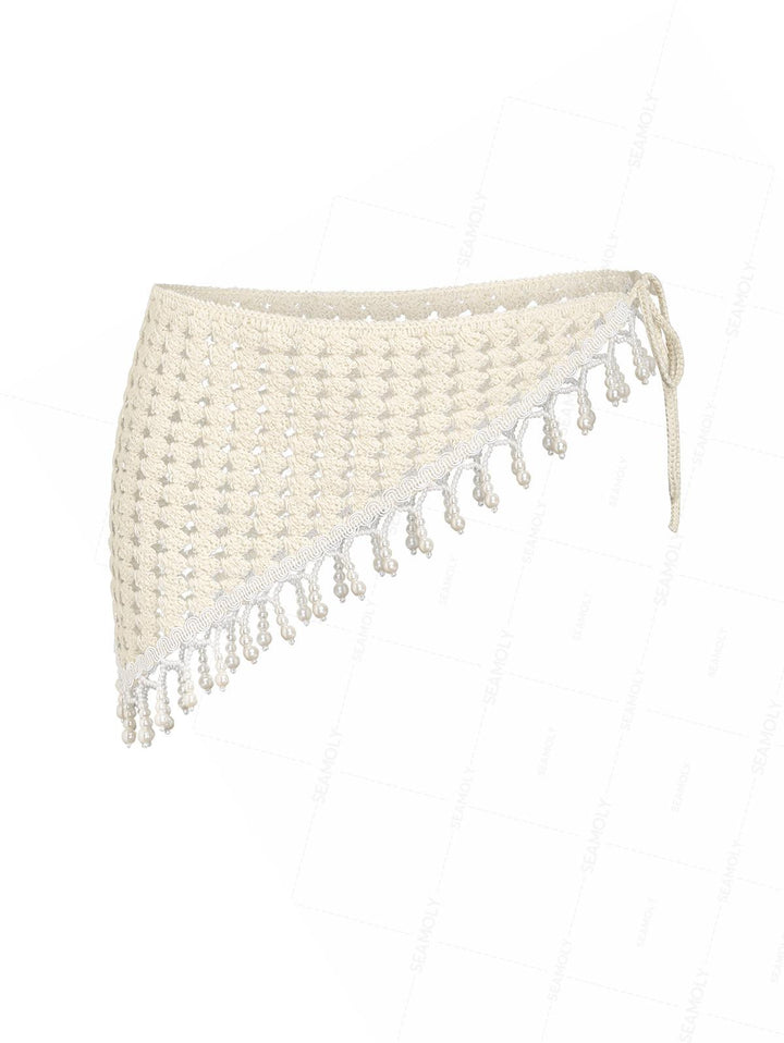 Hollow Out Crochet Fringed Triangle Cover Up Sarong