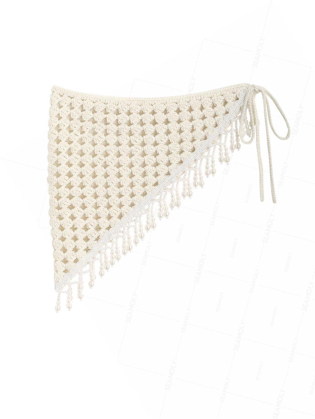 Hollow Out Crochet Fringed Triangle Cover Up Sarong