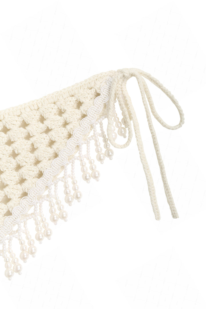 Hollow Out Crochet Fringed Triangle Cover Up Sarong