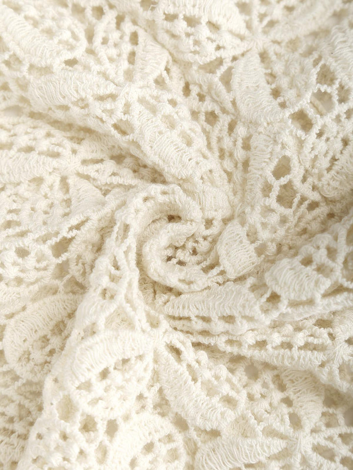 Hollow Out Crochet Fringed Triangle Cover Up Sarong