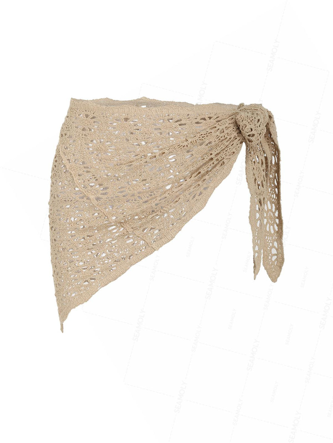 Crochet Hollow Out Floral Warp Knitting Triangle Cover Up Sarong
