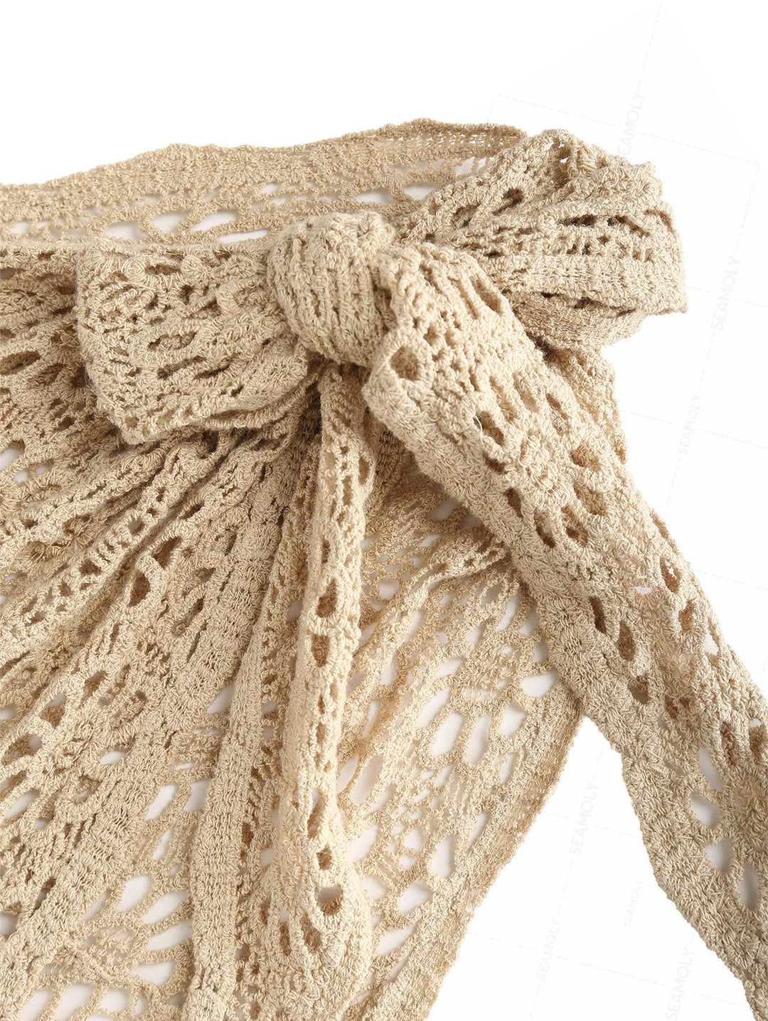 Crochet Hollow Out Floral Warp Knitting Triangle Cover Up Sarong