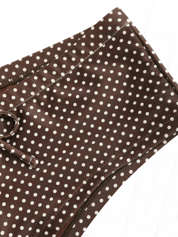 Seamolly 3 Piece Polka Dot Print Halter Brazilian Cheeky Boyshort Tankini Set