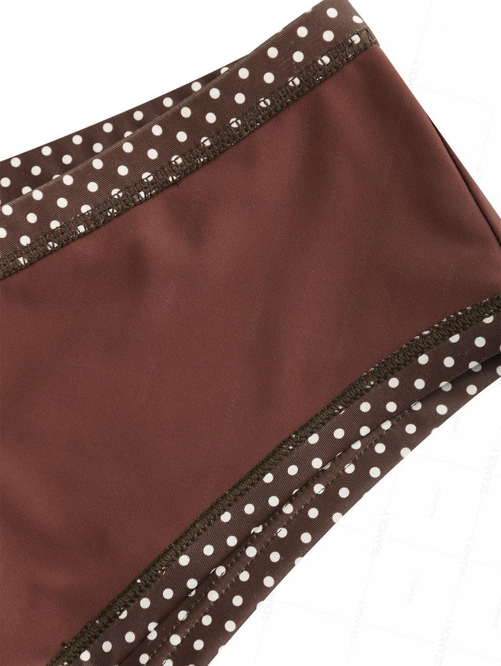 Seamolly 3 Piece Polka Dot Print Halter Brazilian Cheeky Boyshort Tankini Set