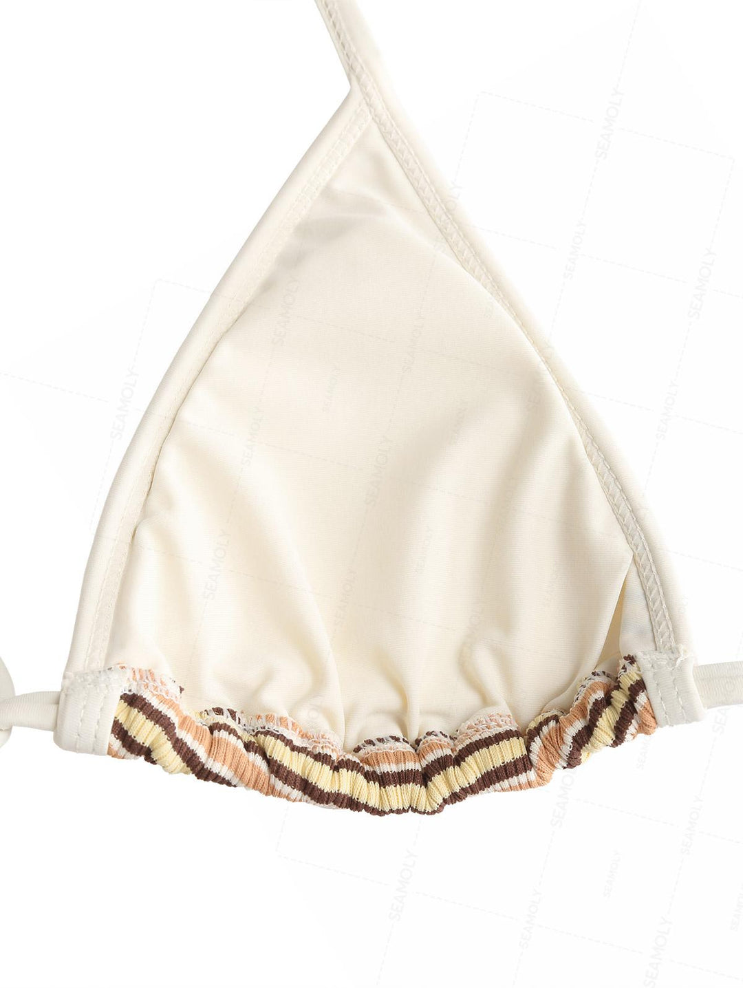 Seamolly Contrast Binding Striped Triangle Cheeky Boyshorts Bikini Set