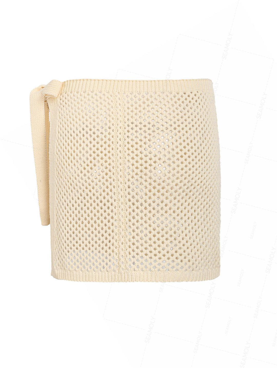 Crochet Hollow Out Tie Side Sarong Wrap Mini Cover Up Skirt