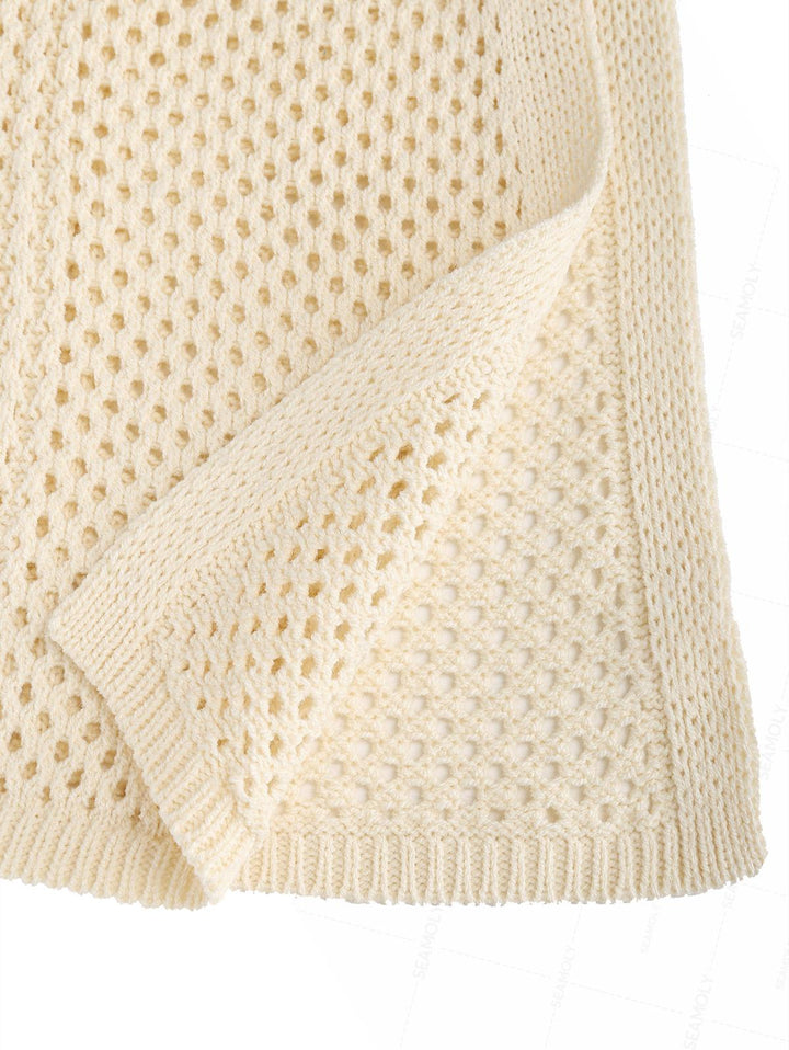 Crochet Hollow Out Tie Side Sarong Wrap Mini Cover Up Skirt
