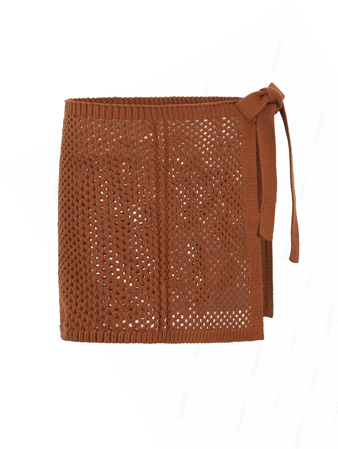Crochet Hollow Out Tie Side Sarong Wrap Mini Cover Up Skirt