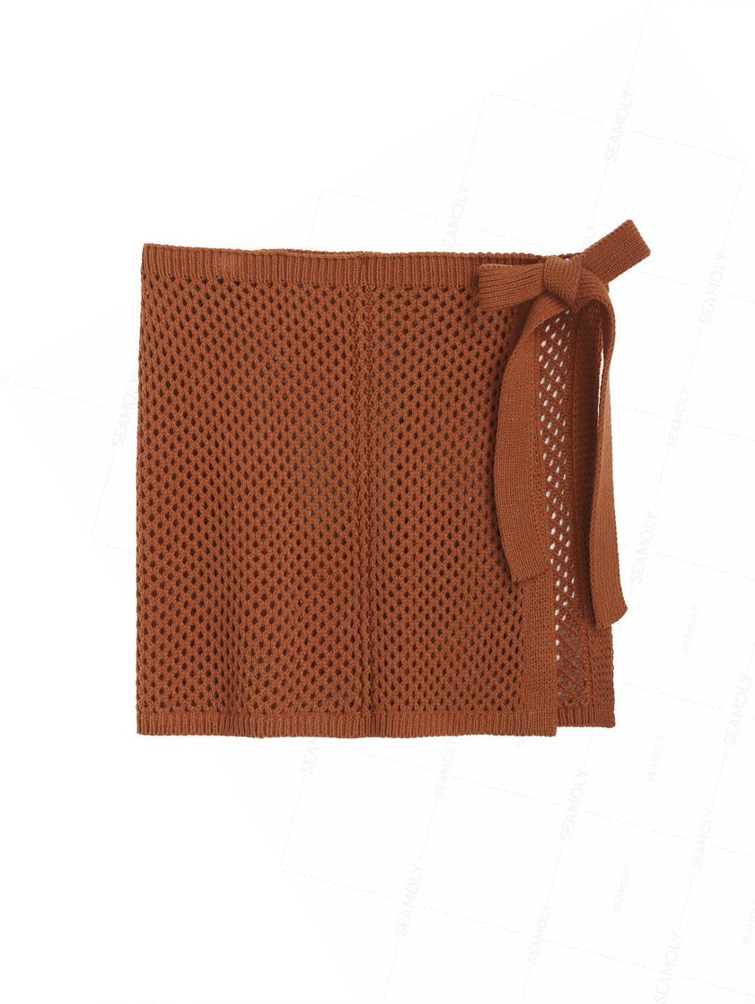Crochet Hollow Out Tie Side Sarong Wrap Mini Cover Up Skirt