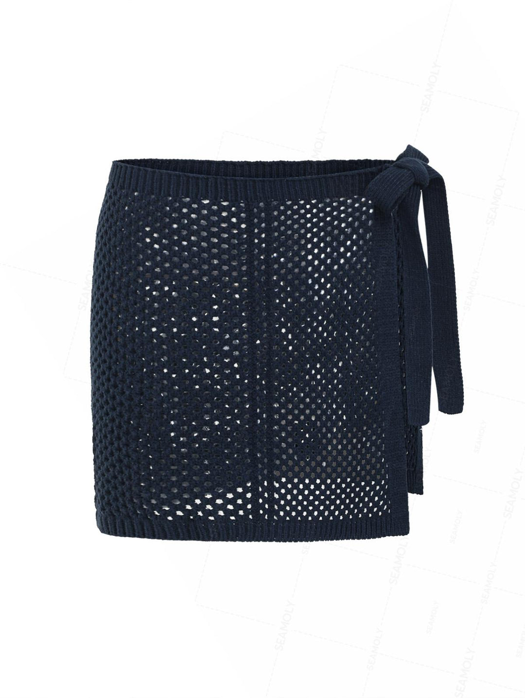 Crochet Hollow Out Tie Side Sarong Wrap Mini Cover Up Skirt