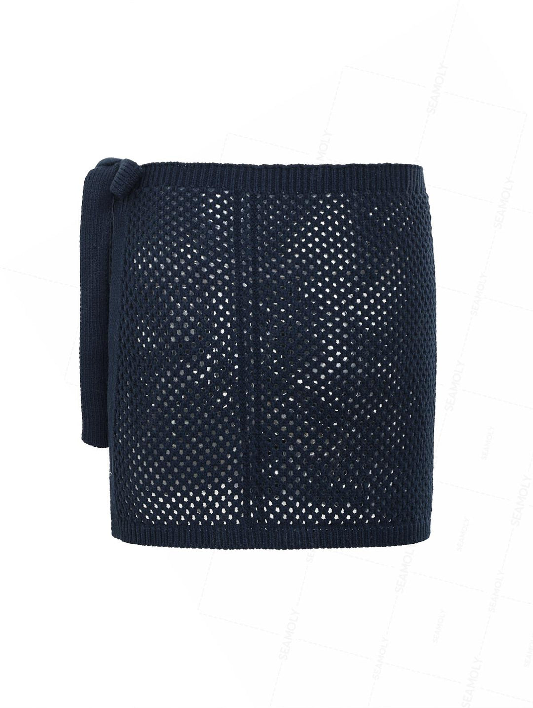 Crochet Hollow Out Tie Side Sarong Wrap Mini Cover Up Skirt