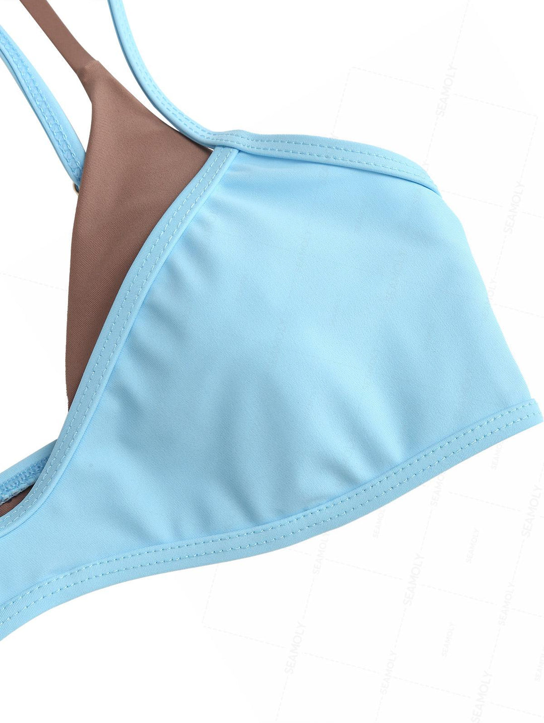 Seamolly Colorblock Two Tone Tie Side Double Layer Bikini Set