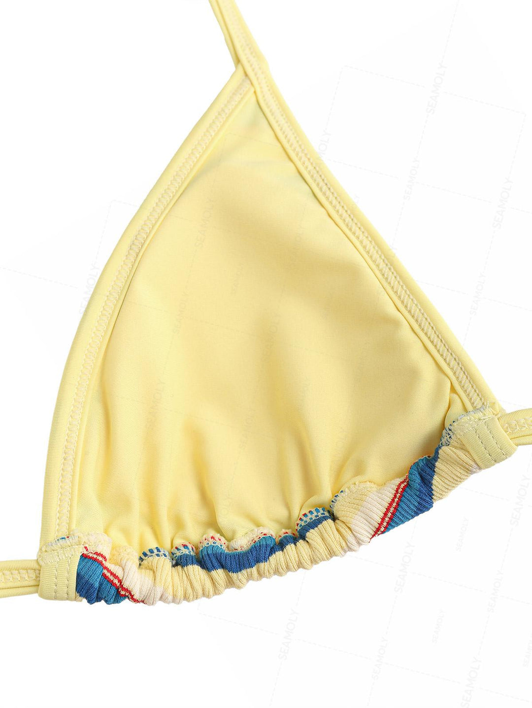 Seamolly Ribbed Striped Contrast Binding Cheeky Boyshorts Bikini Set