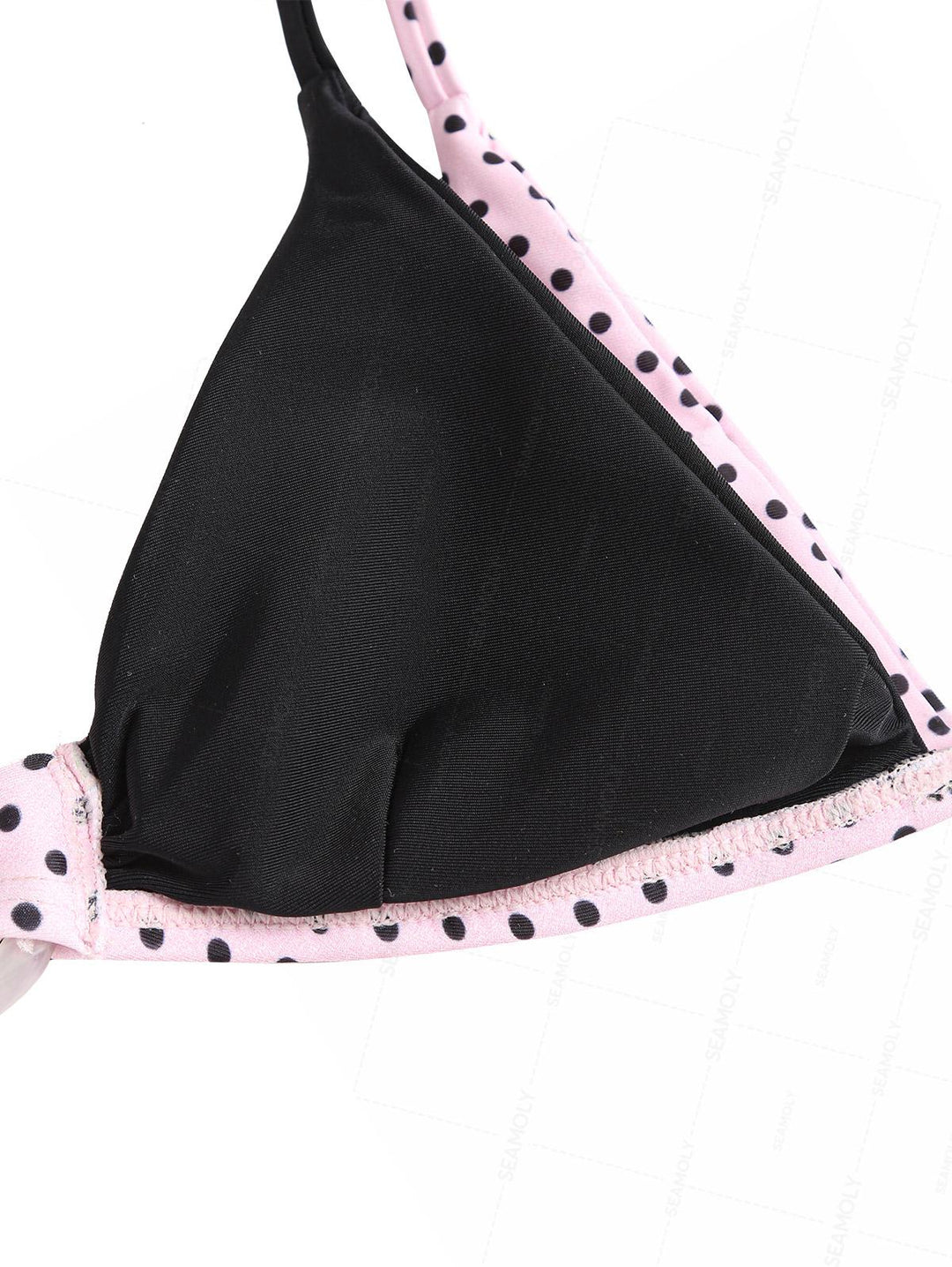 Seamolly Polka Dot Print Contrast Color O Ring Double Layer Bikini Set