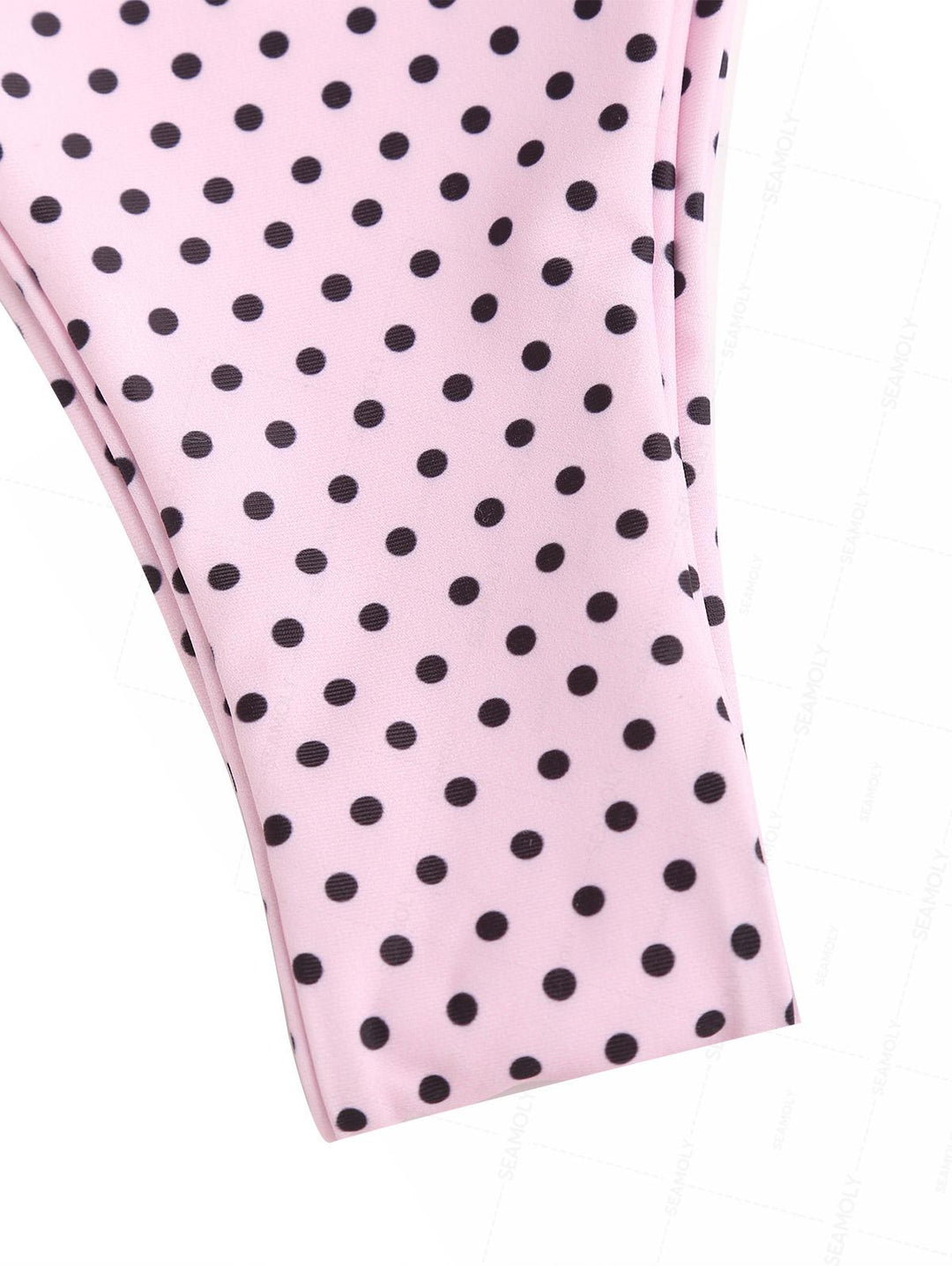 Seamolly Polka Dot Print Contrast Color O Ring Double Layer Bikini Set