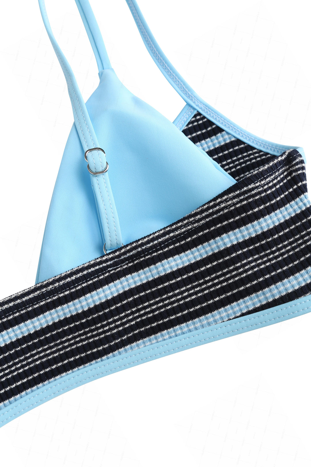 Seamolly Contrast Color Striped String Double Layer Bikini Set