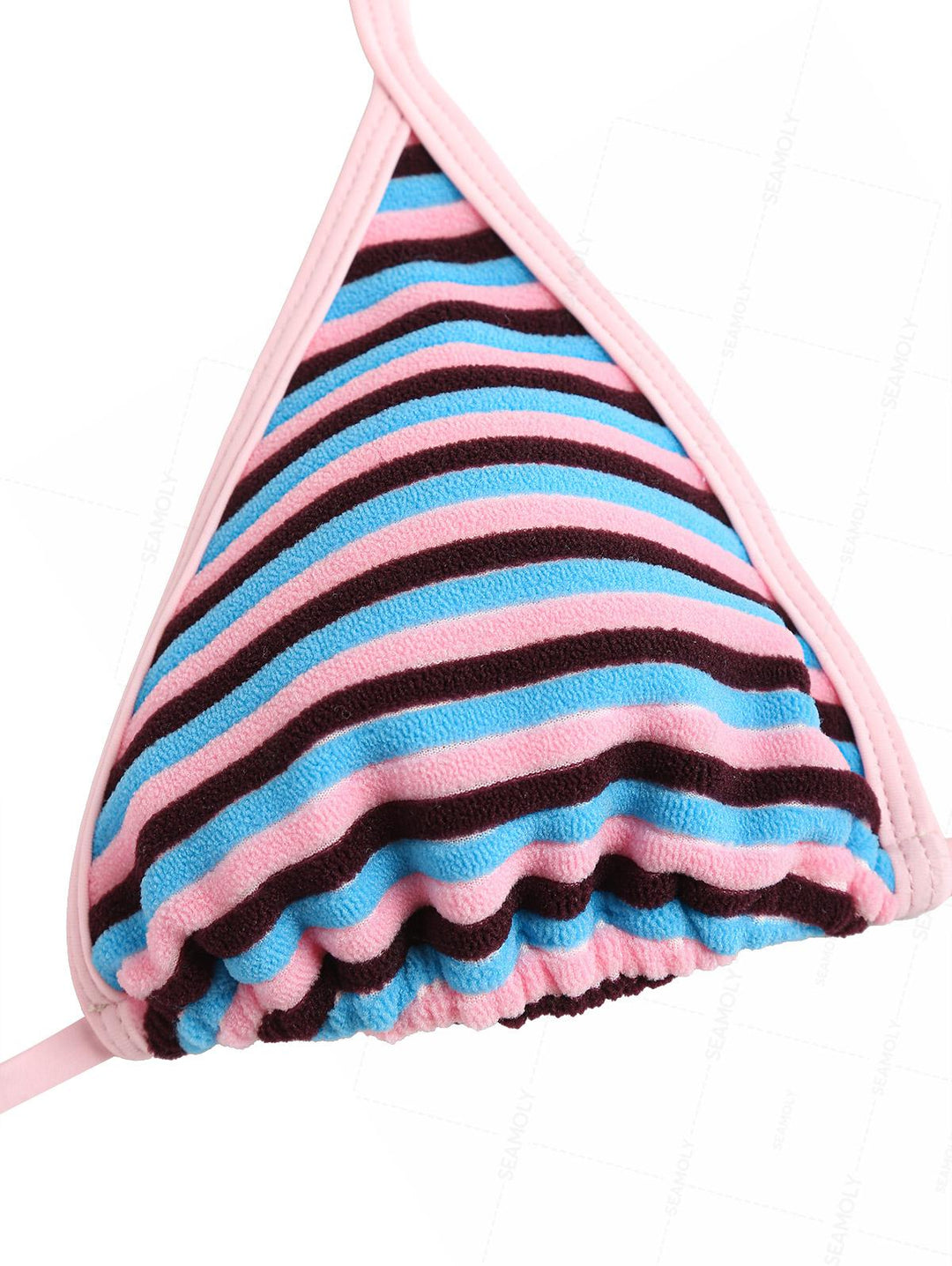 Seamolly Toweling Terry Cloth Striped Contrast Binding Cheeky Boyshorts Bikini Set