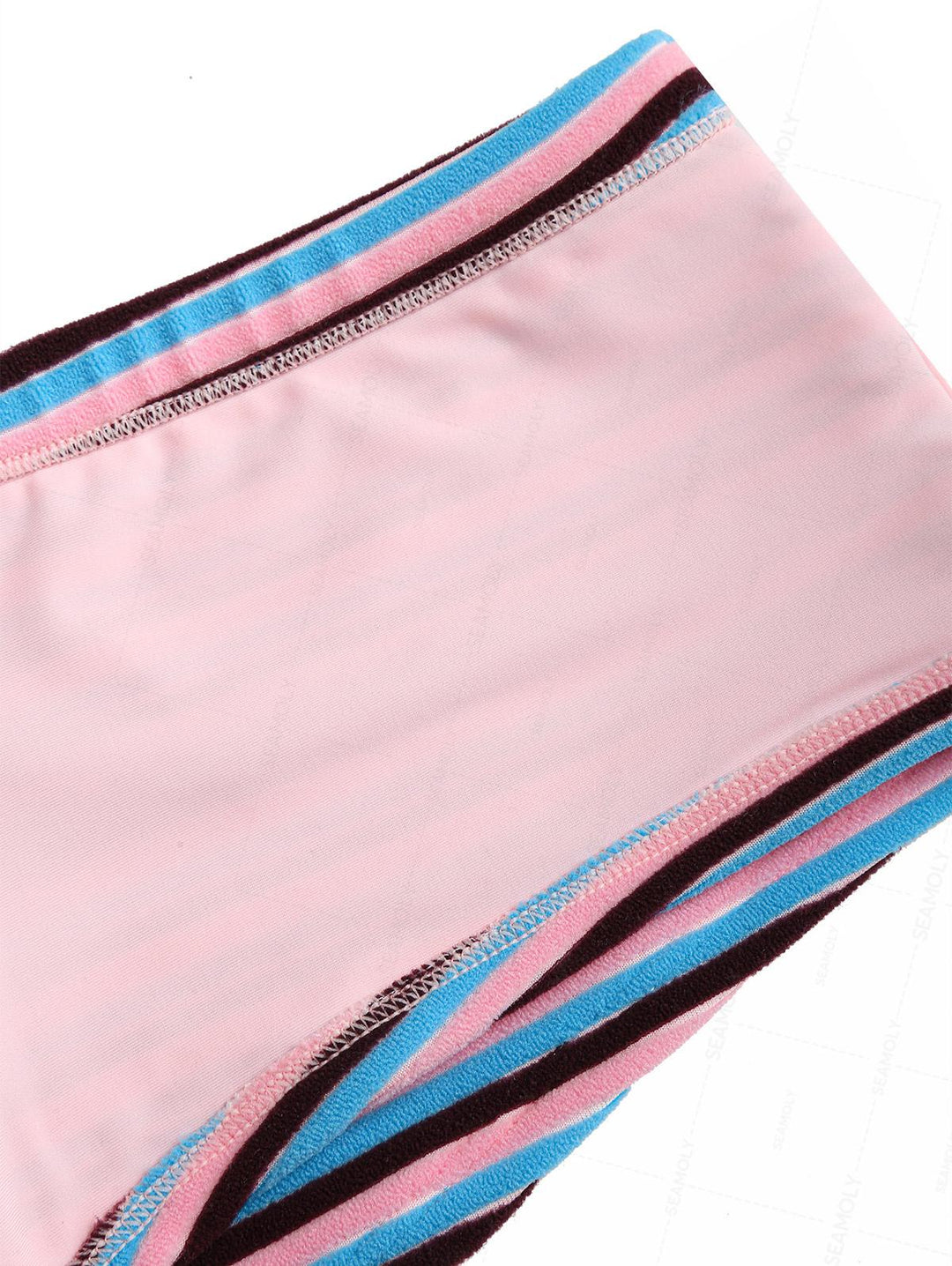 Seamolly Toweling Terry Cloth Striped Contrast Binding Cheeky Boyshorts Bikini Set