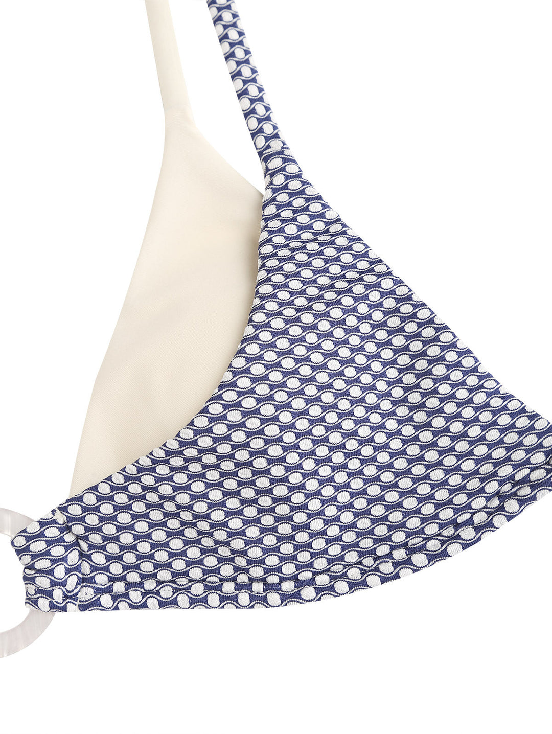 Deep Blue Contrast Color Polka Dot O Ring Double Layer Bikini Set