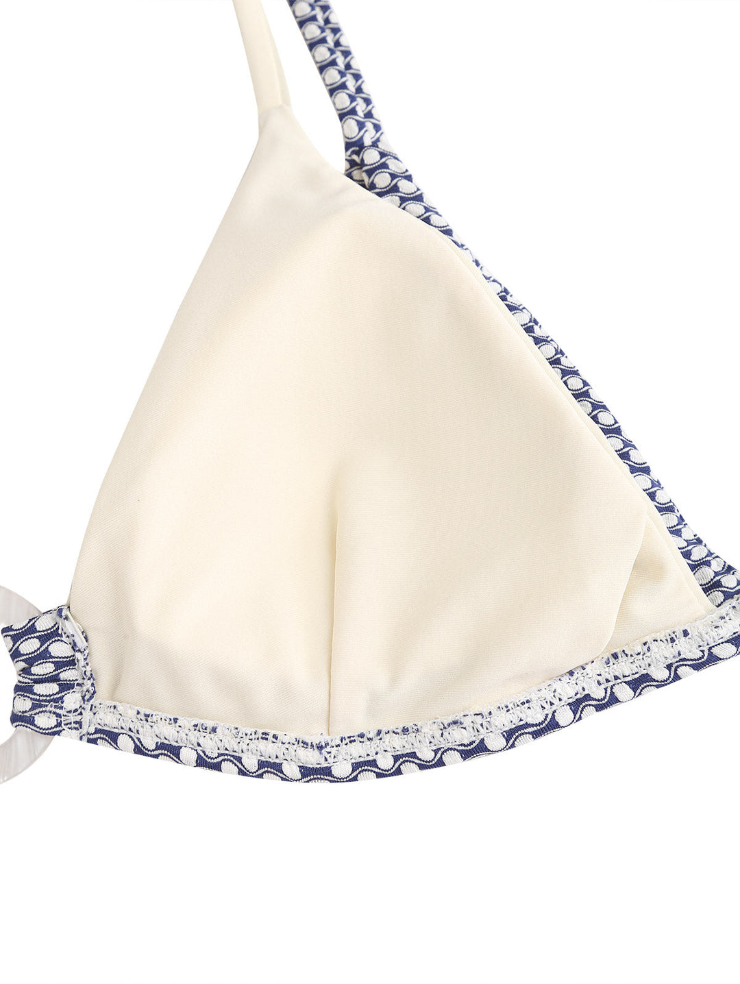 Deep Blue Contrast Color Polka Dot O Ring Double Layer Bikini Set