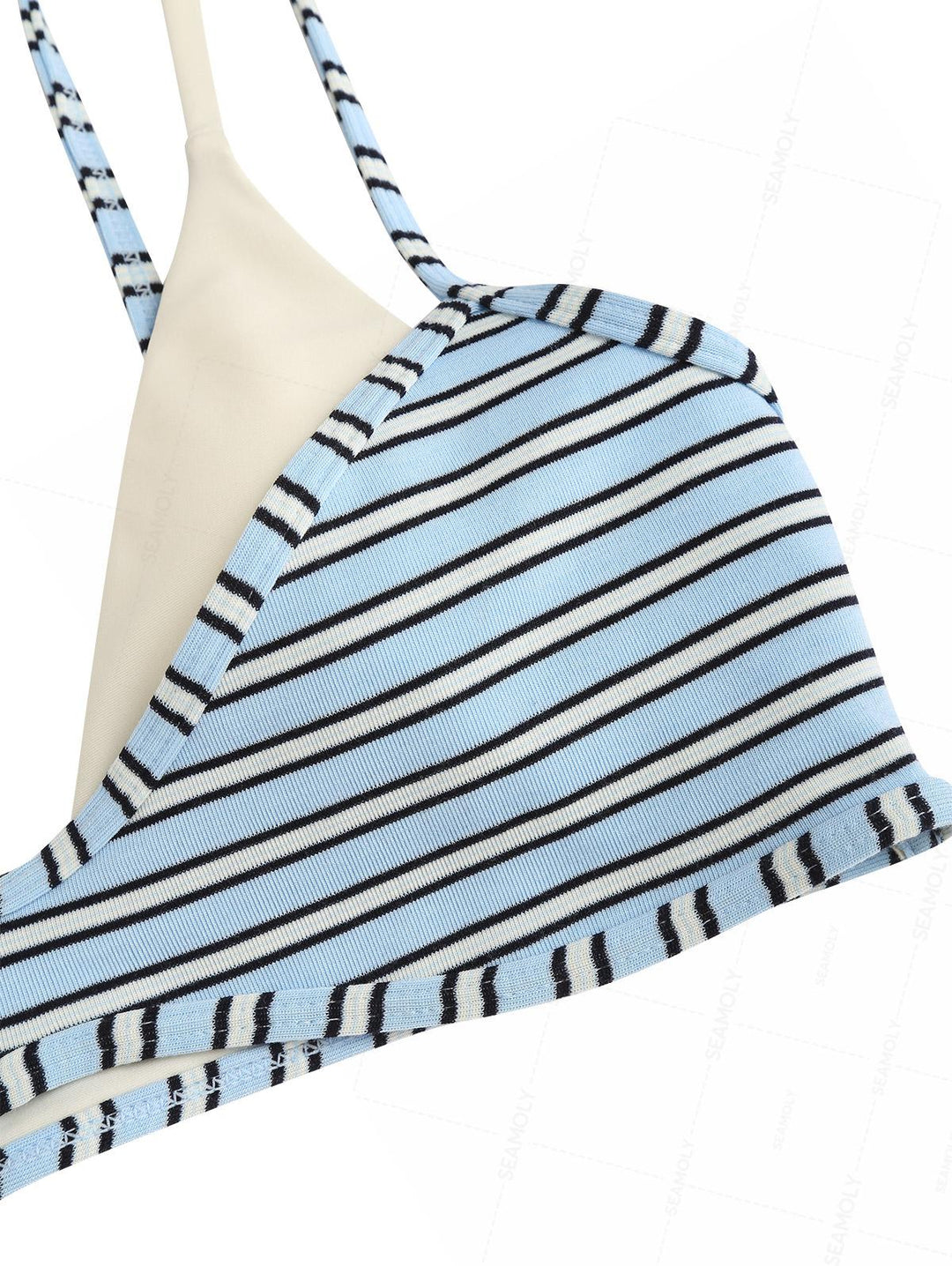 Seamolly Contrast Color Striped String Double Layer Bikini Set