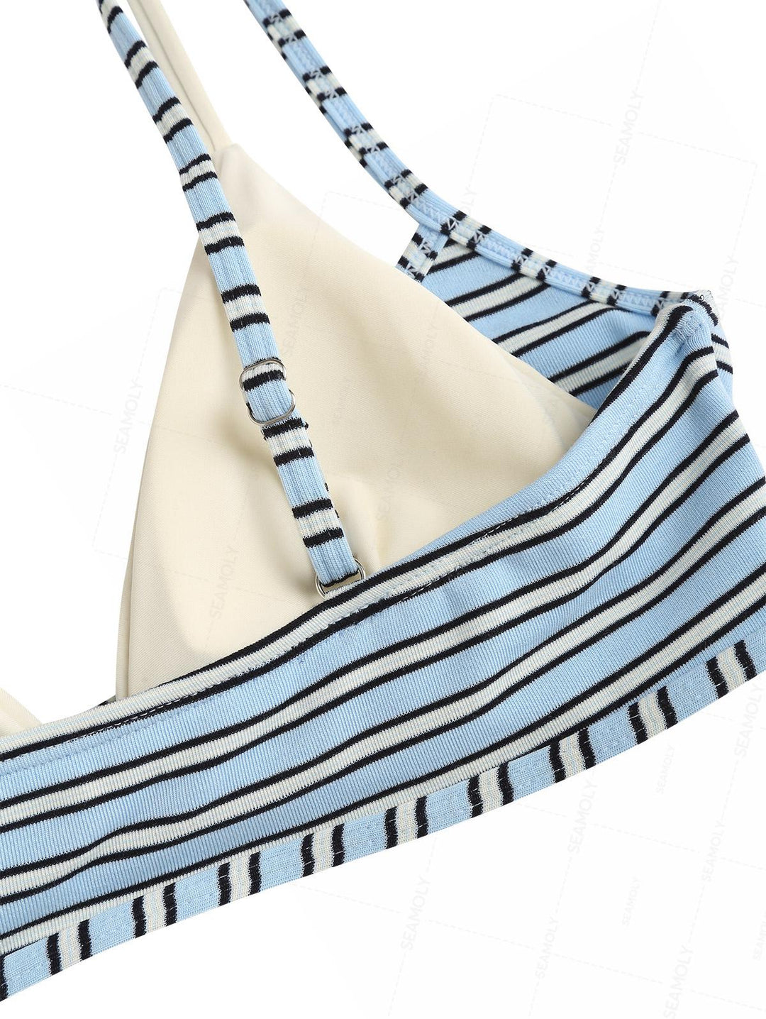 Seamolly Contrast Color Striped String Double Layer Bikini Set