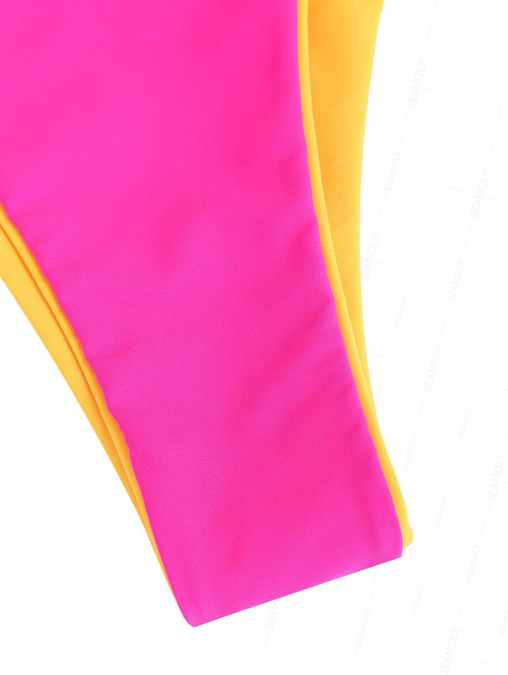 Seamolly Colorblock Two Tone String Double Layer Bikini Set