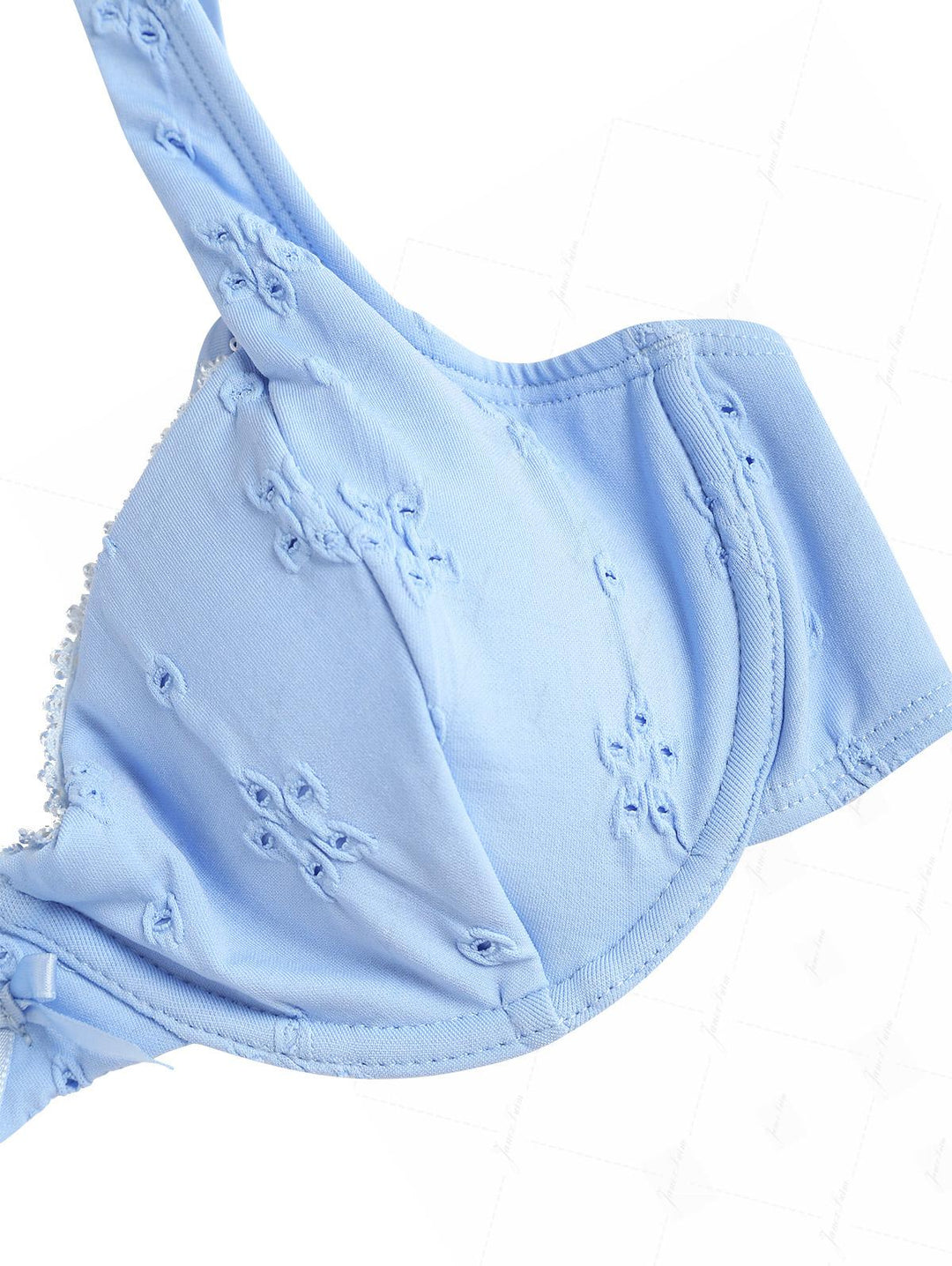 Light Blue Recycled Fabric Jacquard Underwire Top & Cheeky Brazilian Bottom Bikini Set