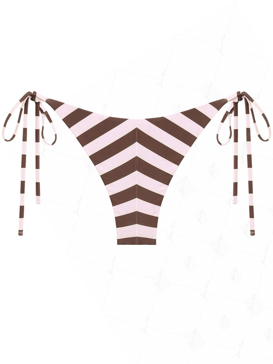 Pink Striped Polka Dot Print Reversible Cheeky Brazilian Bikini Bottom