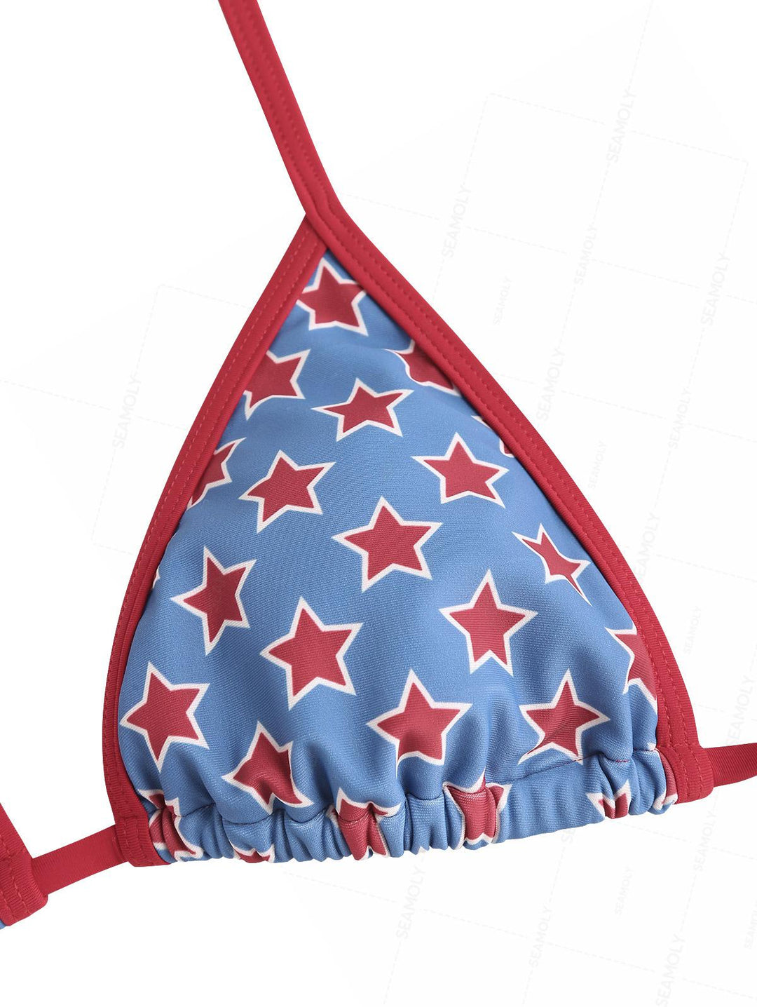 Seamolly Stars Print Contrast Binding Cheeky Boyshorts Bikini Set for 4th of July