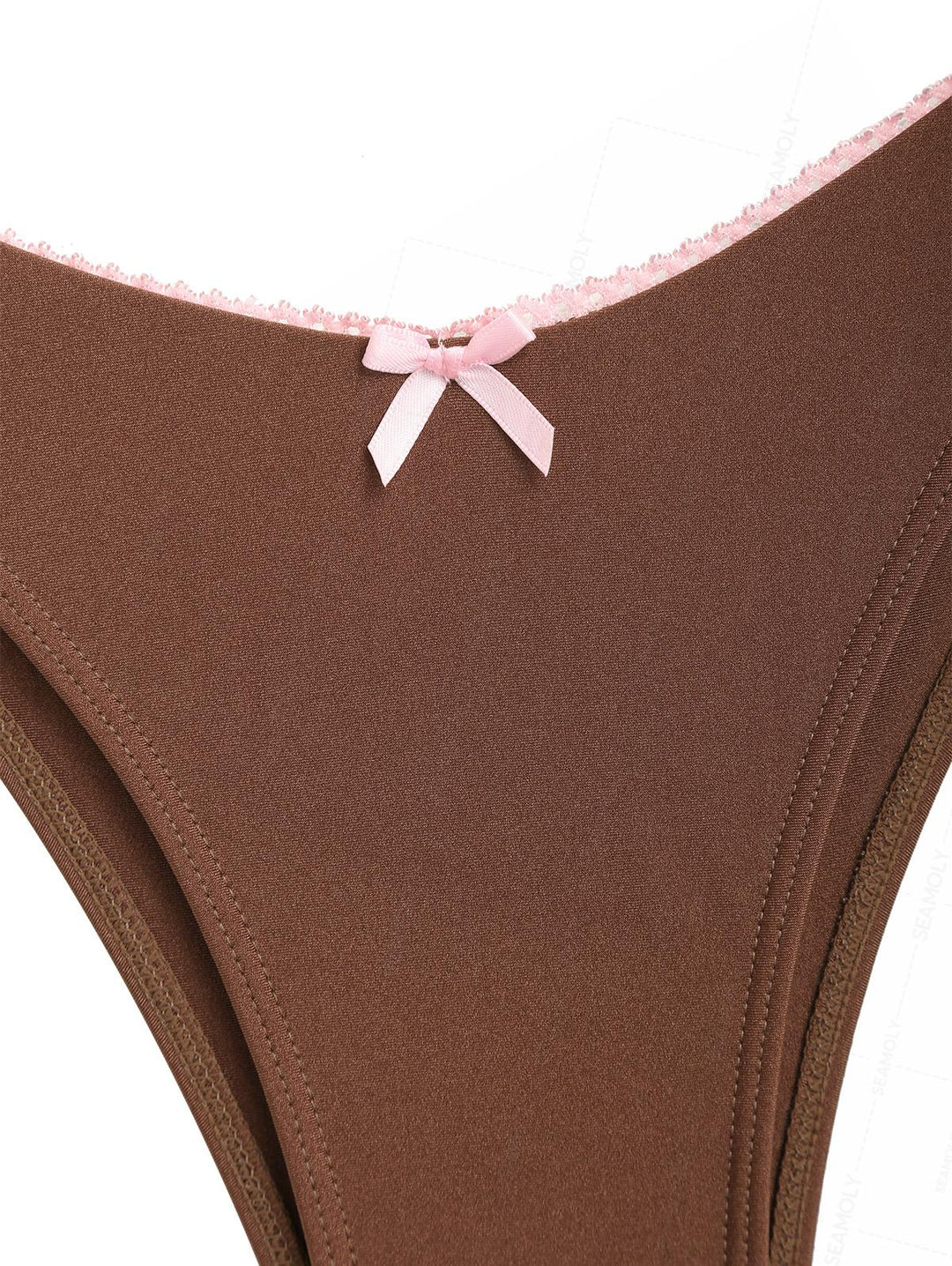 Seamolly Contrast Color Lace Bowknot Ruffles Halter Triangle Bikini Set