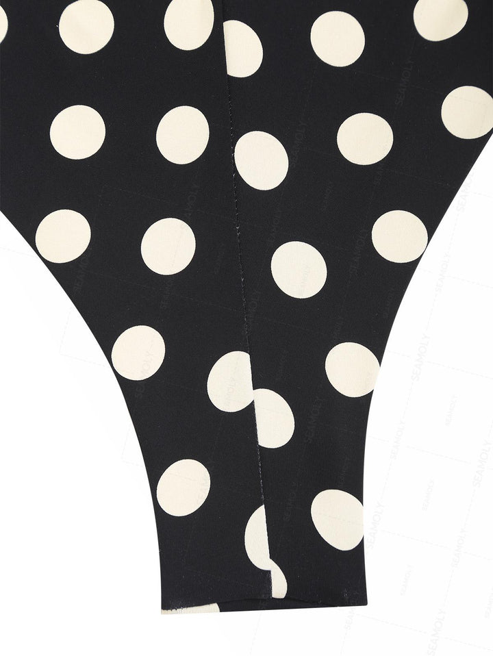 Seamolly Polka Dot Lace Bowknot Triangle Top & Cheeky Brazilian Bottom Bikini Set
