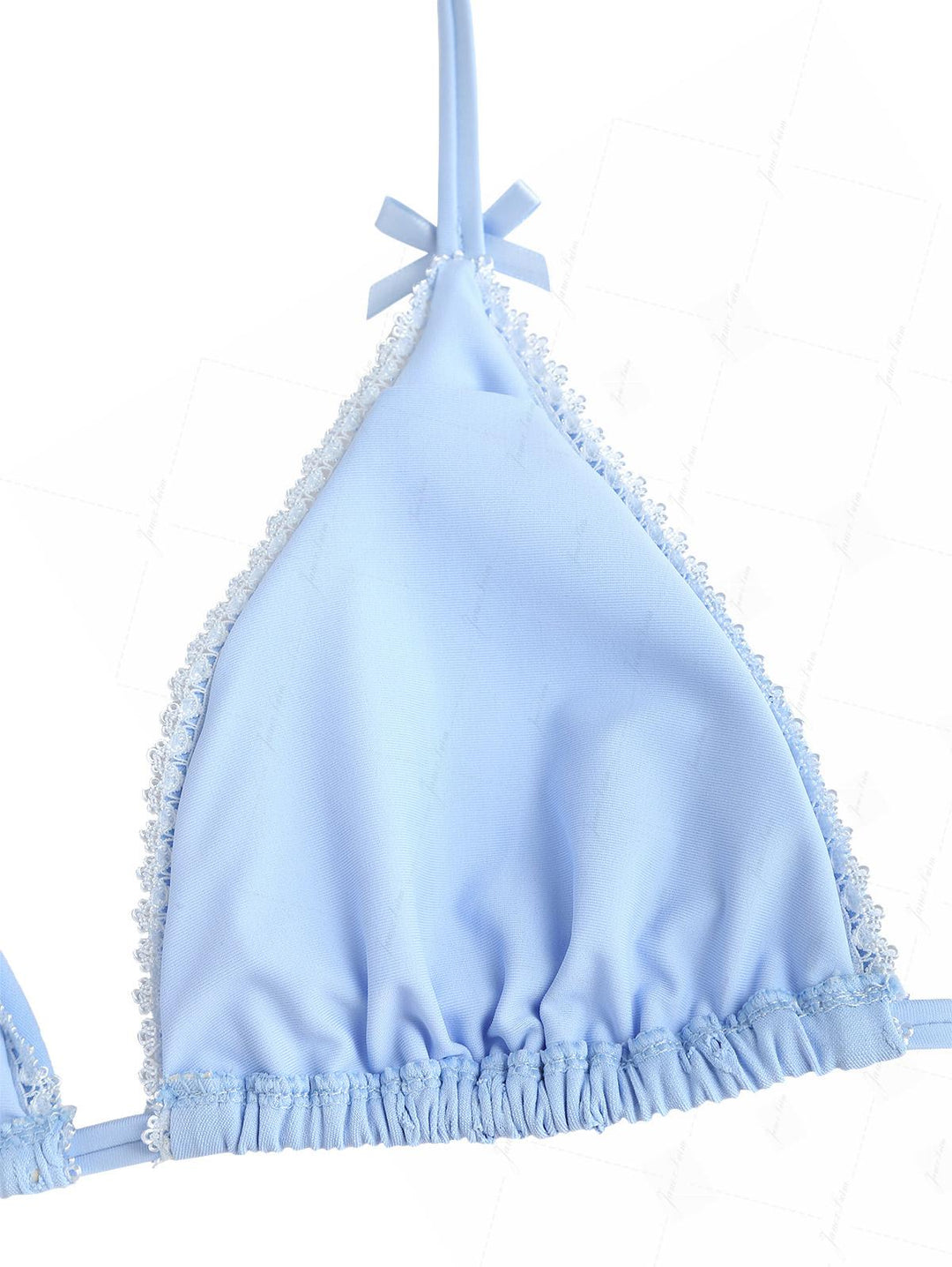 Light Blue Eyelet Jacquard Triangle Top & Cheeky Brazilian Bottom Bikini Set