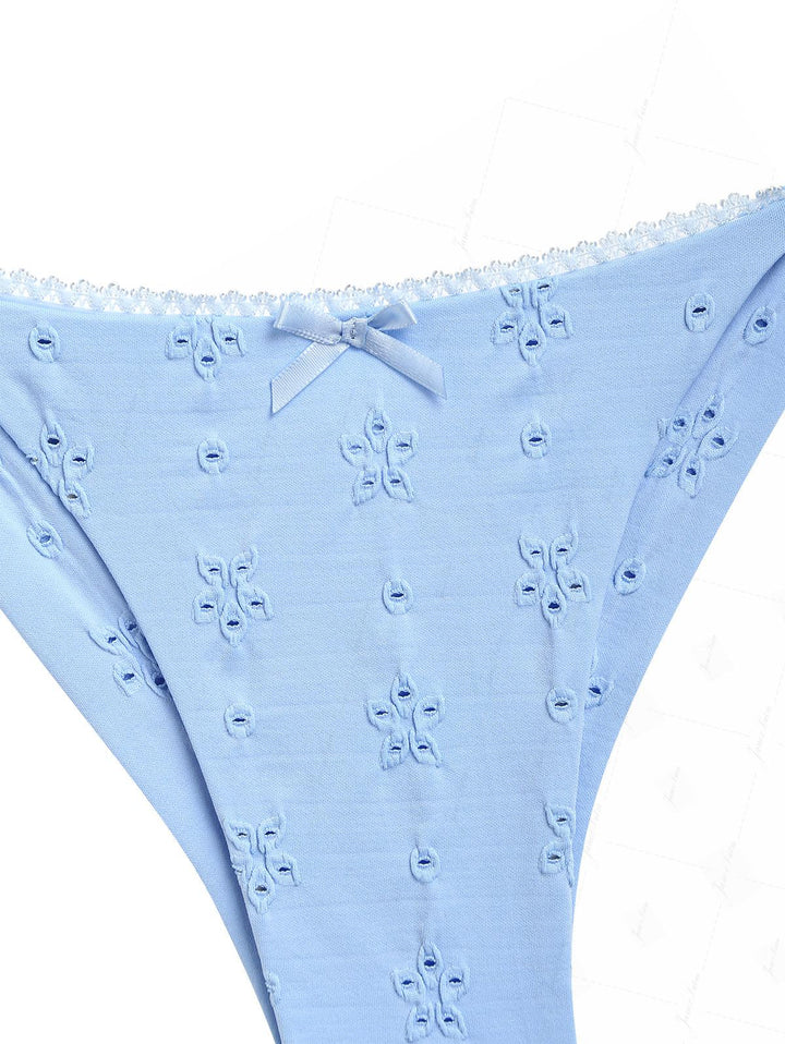 Light Blue Recycled Fabric Jacquard Underwire Top & Cheeky Brazilian Bottom Bikini Set