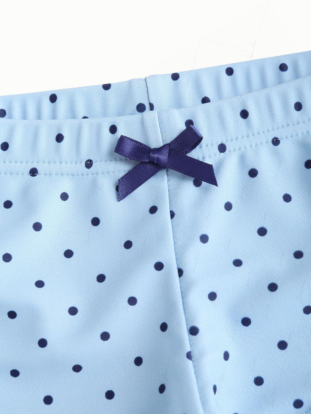 Light Blue Polka Dot Lace Bowknot Underwire Cheeky Boyshorts Bikini Set
