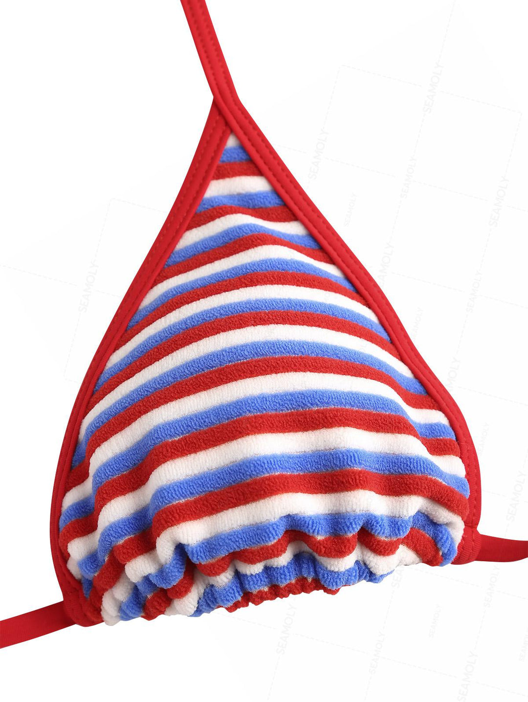 Seamolly Toweling Terry Cloth Striped Contrast Binding Cheeky Boyshorts Bikini Set for 4th of July