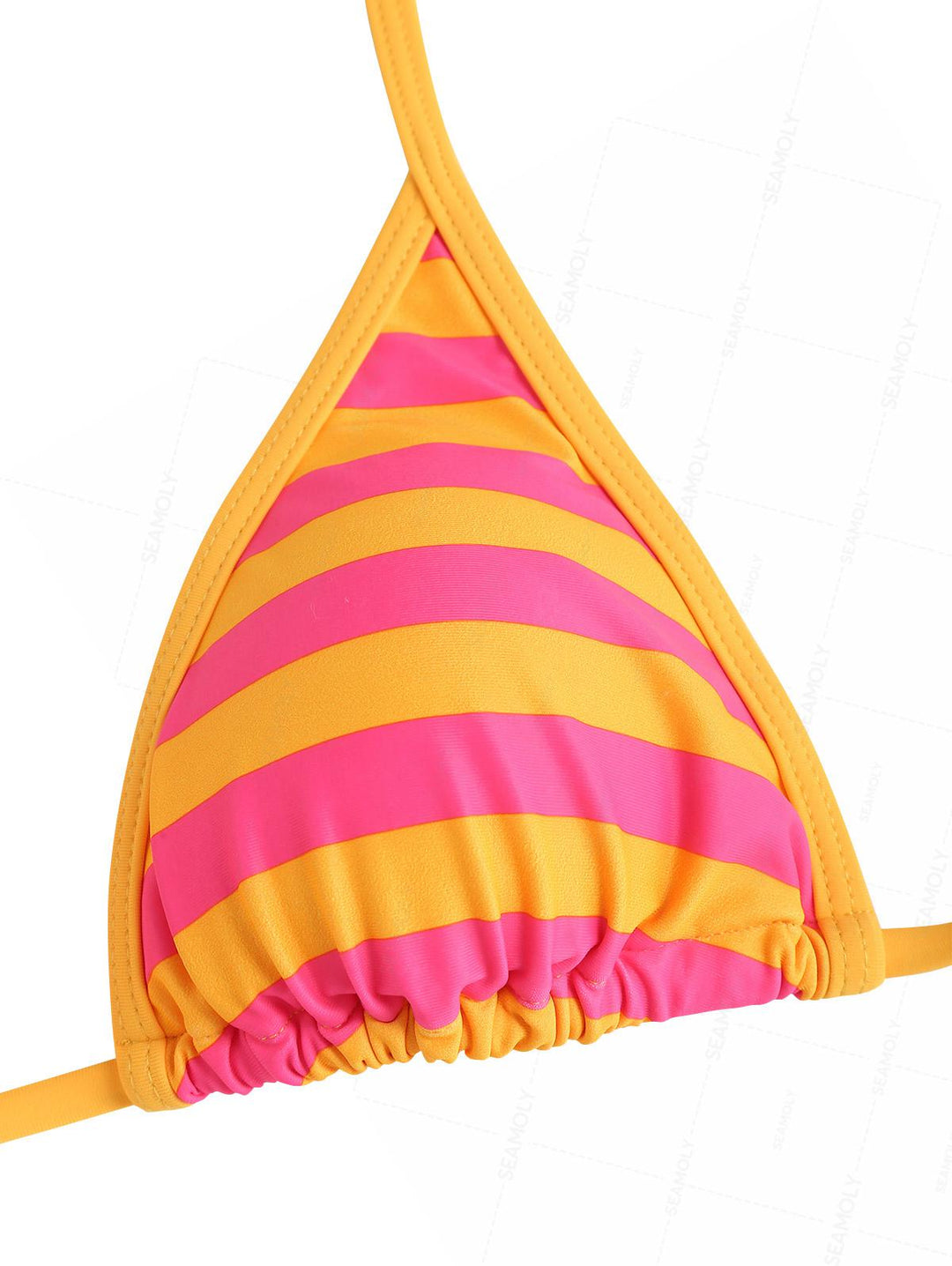 Seamolly Striped Contrast Binding Triangle Cheeky Boyshorts Bikini Set