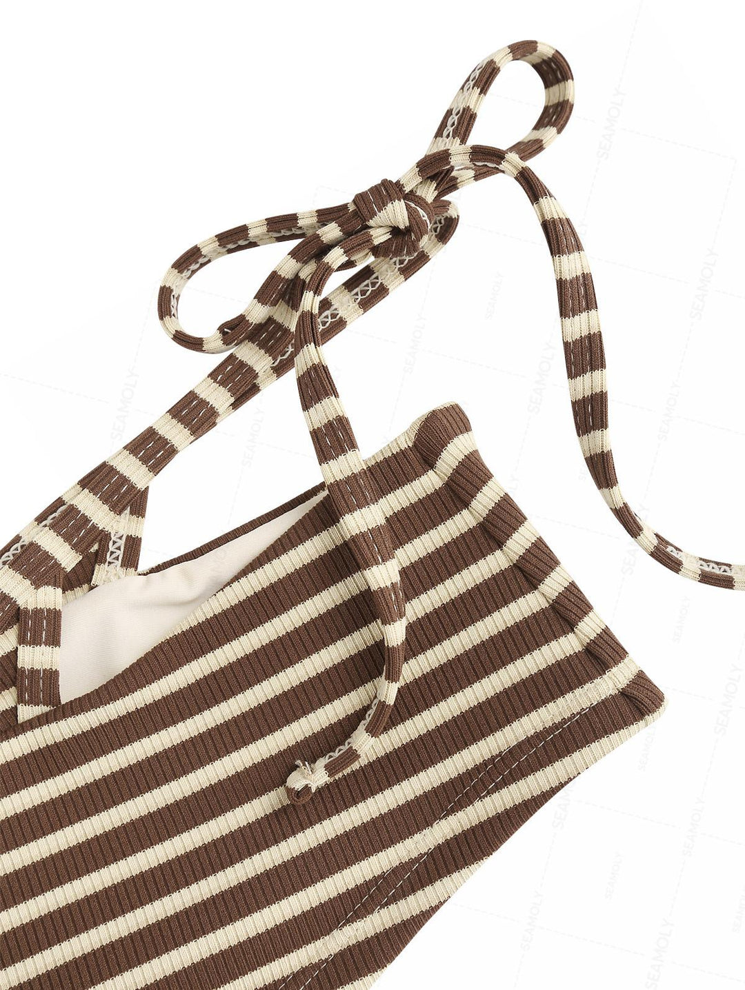 Seamolly Striped Triangle Top & Double Layer Cheeky Boyshorts Bikini Set