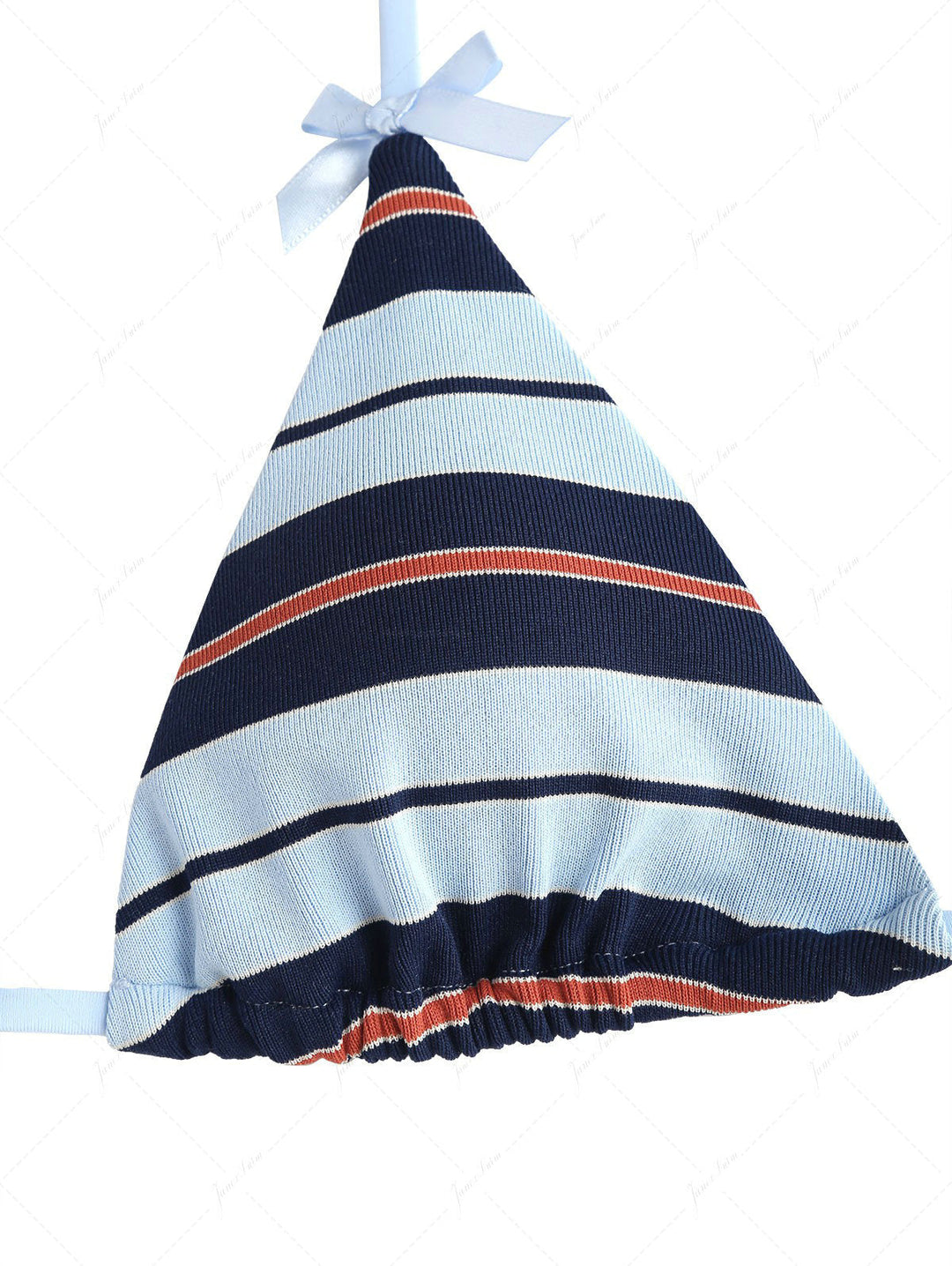 Blue Striped Bowknot Triangle Cheeky Boyshorts Bikini Set