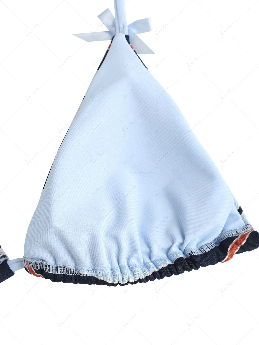 Blue Striped Bowknot Triangle Cheeky Boyshorts Bikini Set