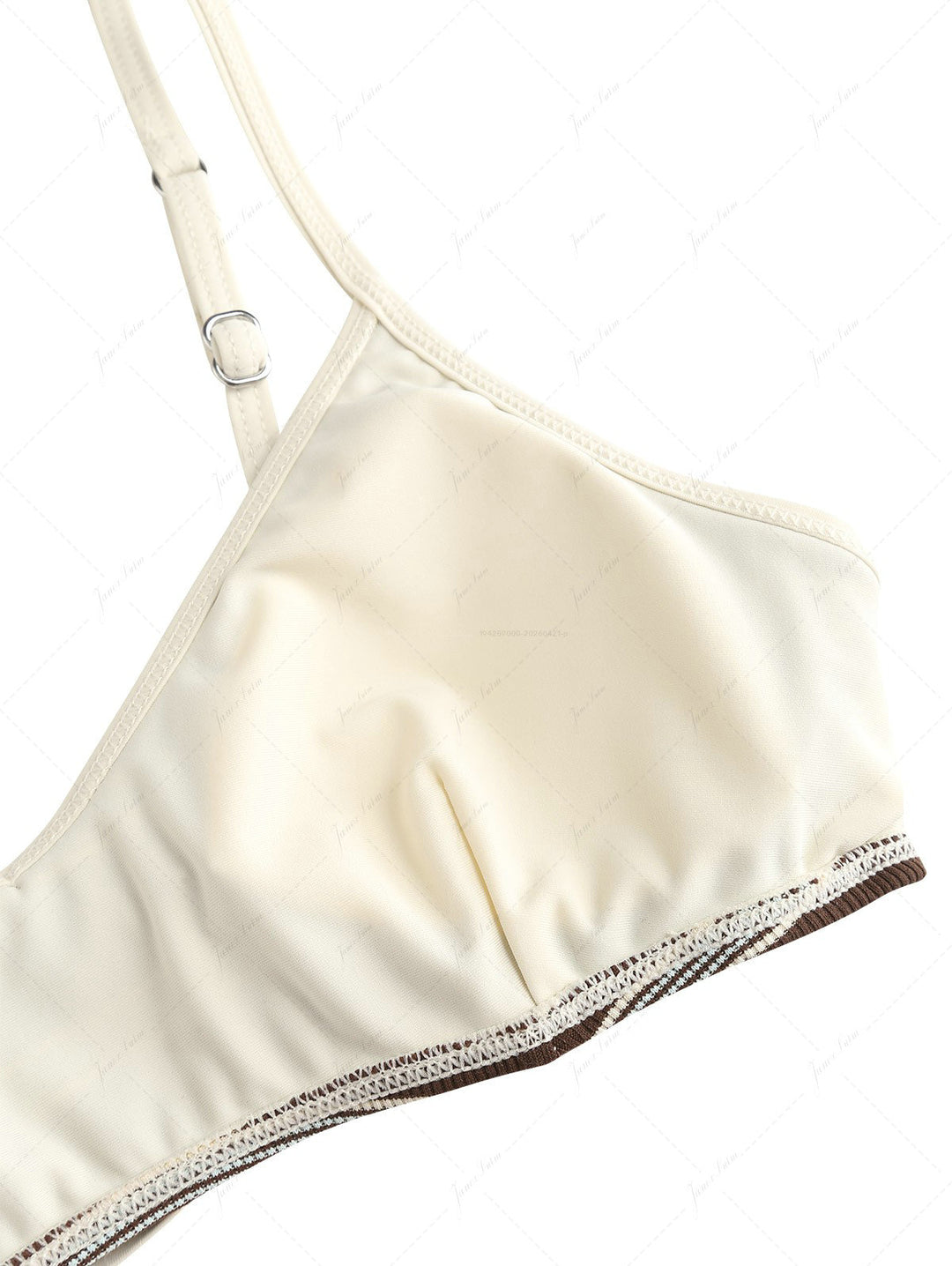 Deep Coffee Striped Bowknot Tank Style Cheeky Boyshorts Bikini Set