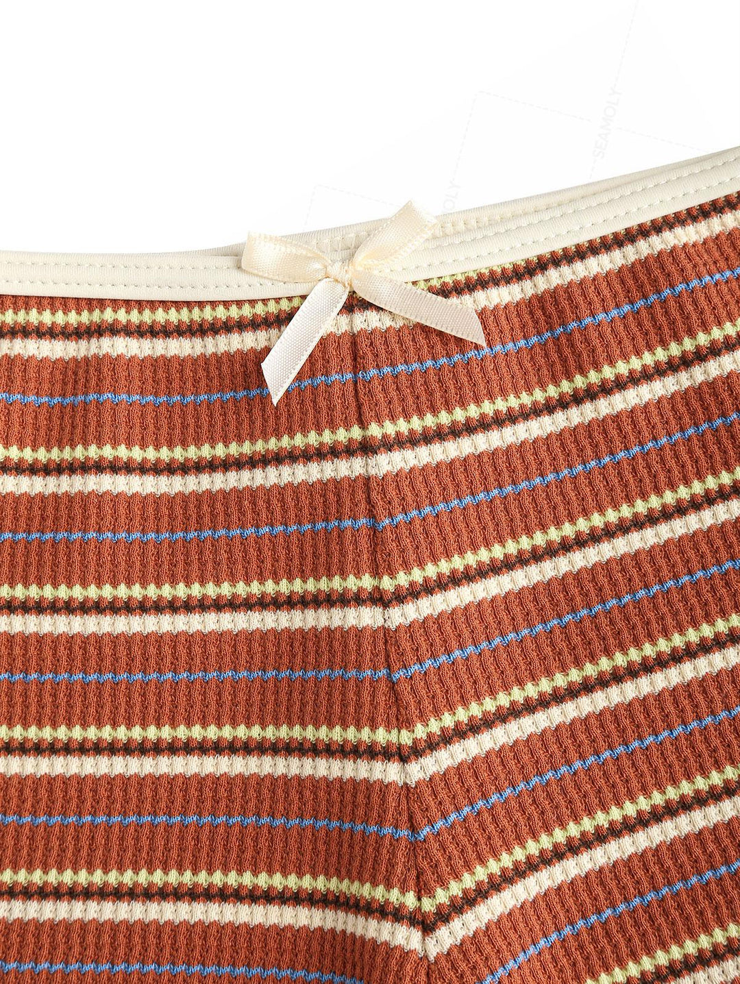 Seamolly Striped Contrast Binding Triangle Cheeky Boyshorts Bikini Set