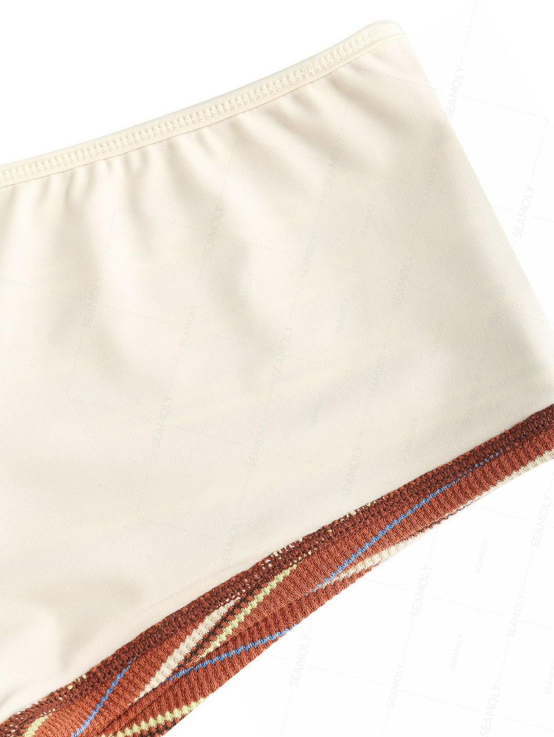Seamolly Striped Contrast Binding Triangle Cheeky Boyshorts Bikini Set