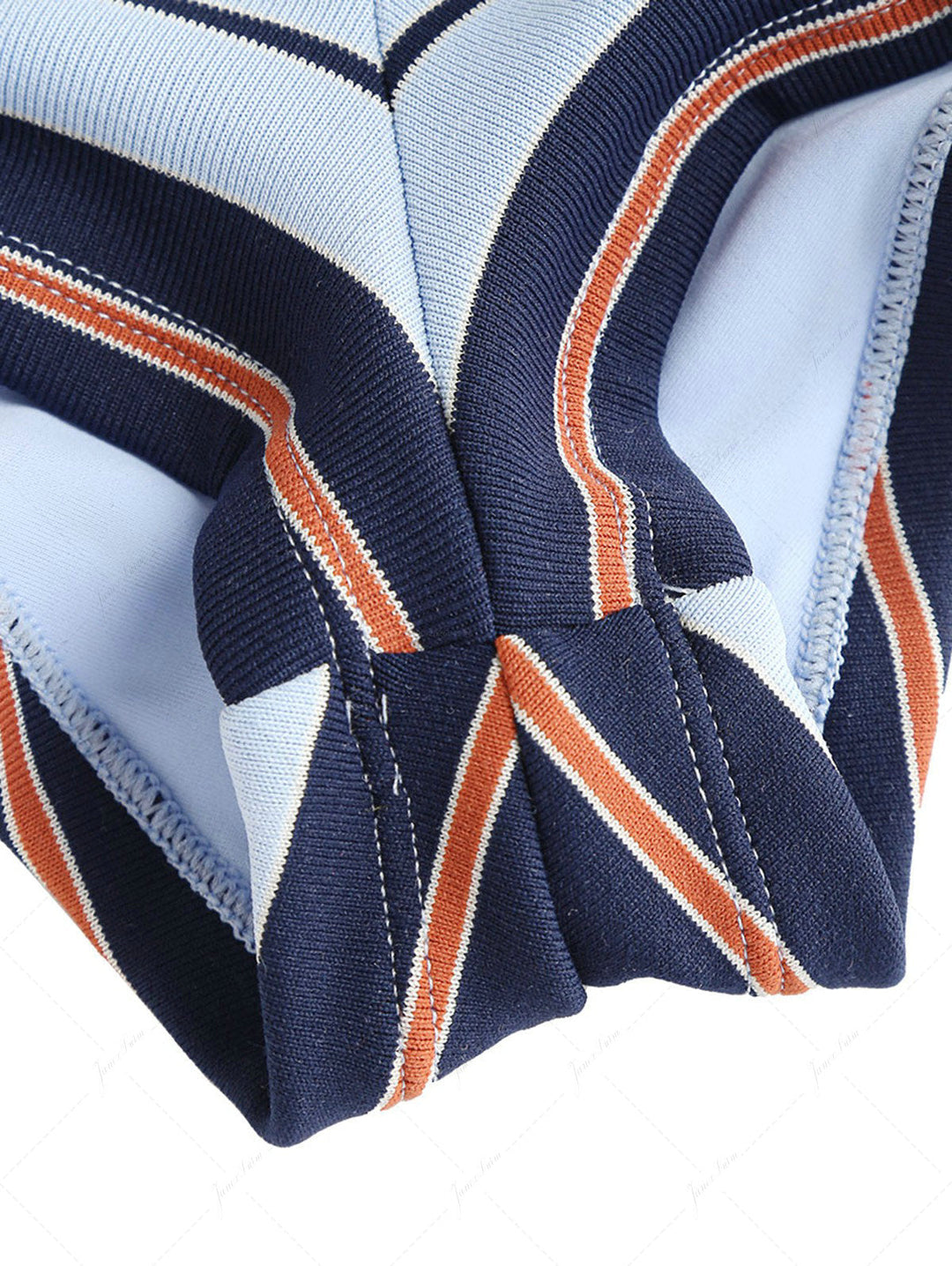 Blue Striped Bowknot Triangle Cheeky Boyshorts Bikini Set