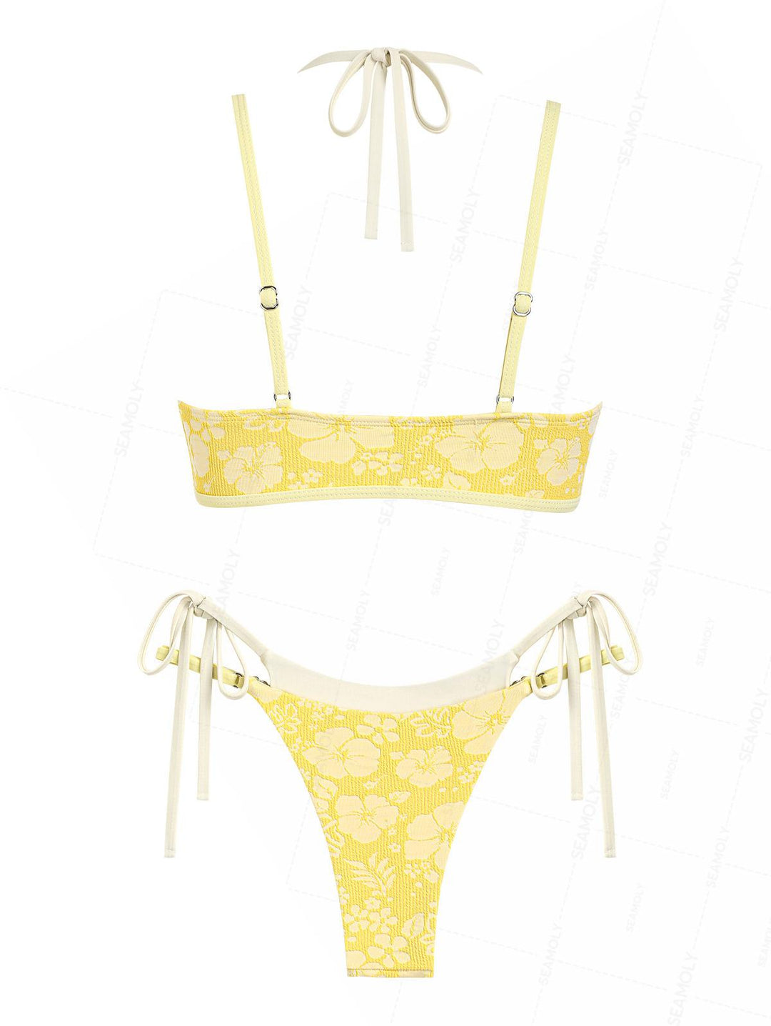 Seamolly Recycled Fabric Jacquard String Double Layer Bikini Set