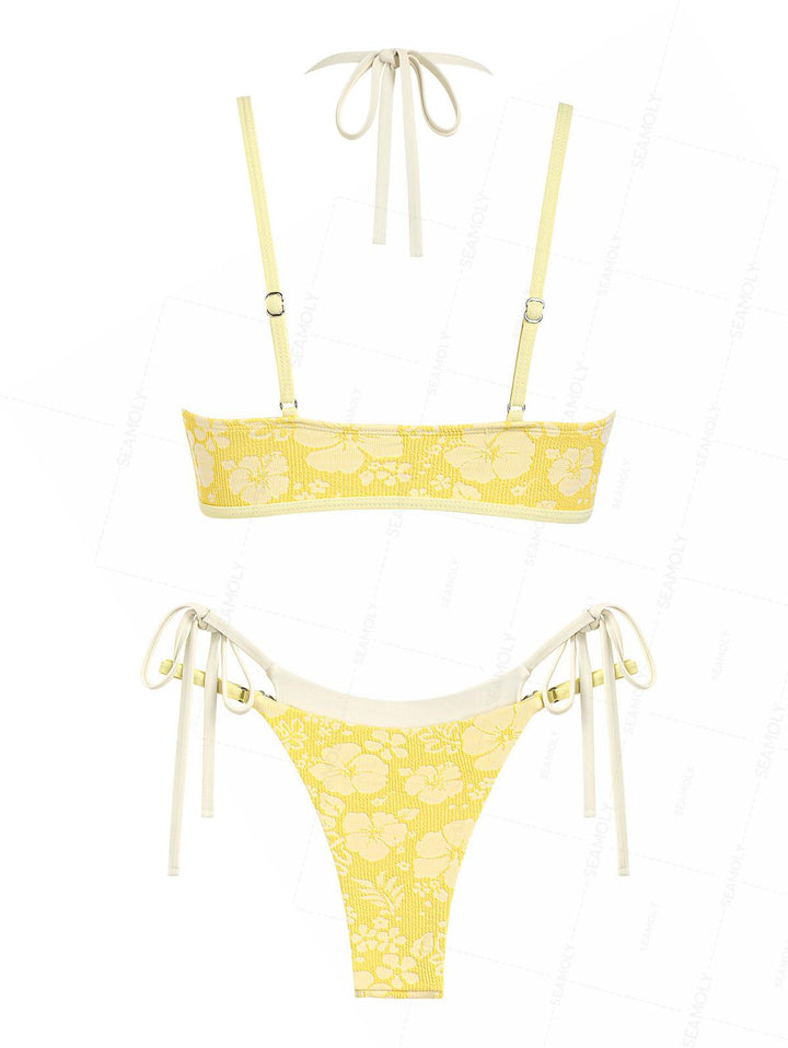 Seamolly Recycled Fabric Jacquard String Double Layer Bikini Set